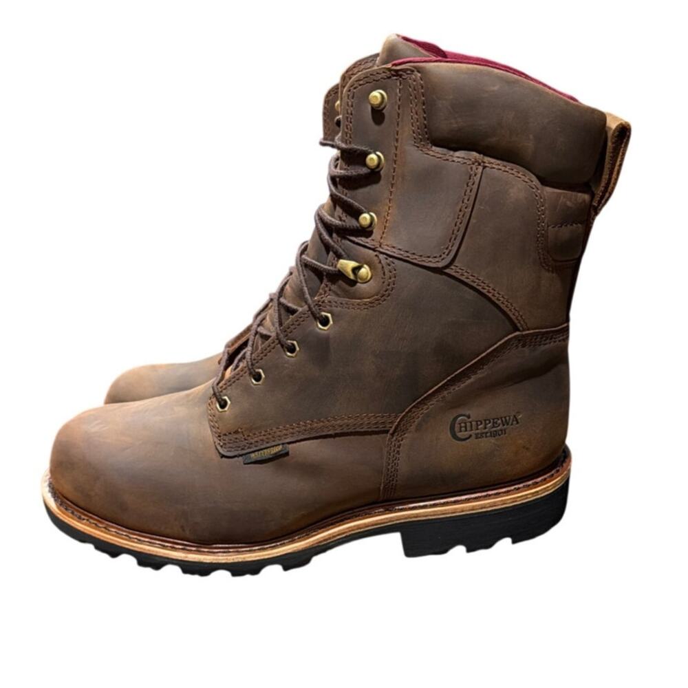 Chippewa Super DNA 8" Boots Steel Toe Waterproof Insulated Brown Leather 12EEE